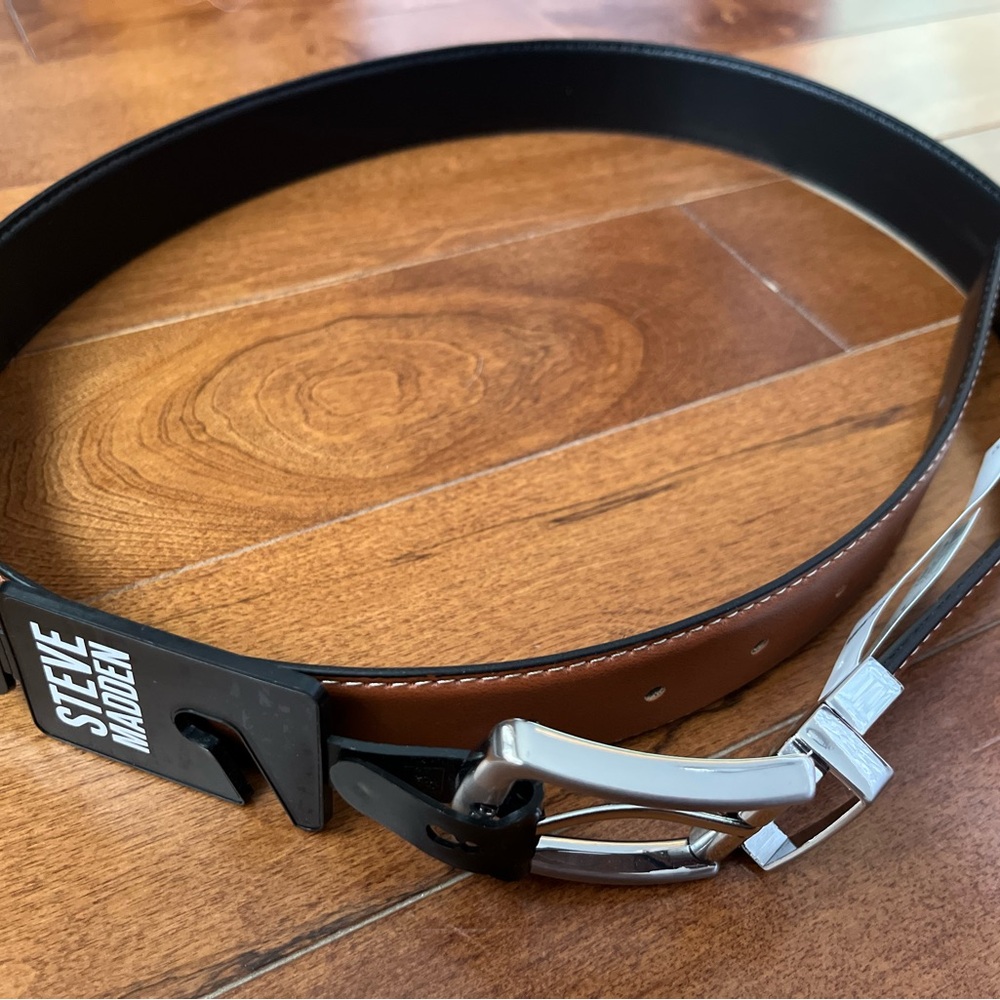 Steve Madden Black and Brown Men's Reversible Belt
